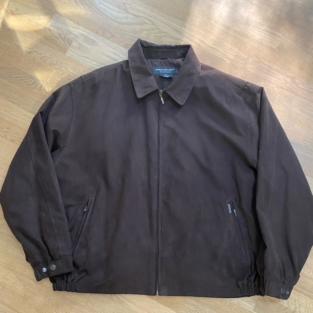 Impermeable Weatherproof Men's Brown faux suede Jacket Lightweight big&tall